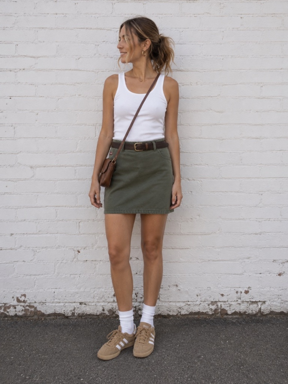 VTG Olive Cotton Utility Skort | Gorpcore Casual | Y2K Outdoor Aesthetic SZ 18